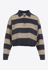 Striped Cropped Polo T-shirt