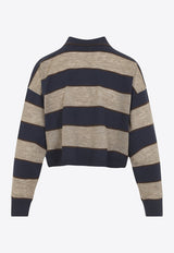 Striped Cropped Polo T-shirt