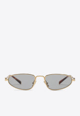 Miu Miu Logo Lettering Oval Sunglasses Gray 0MUA52SMET/P_MIU-5AK40O52