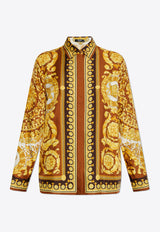 Versace Barocco Print Long-Sleeved Silk Shirt Gold 1001360 1A15215 5N790