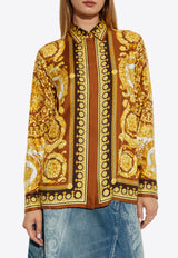 Versace Barocco Print Long-Sleeved Silk Shirt Gold 1001360 1A15215 5N790