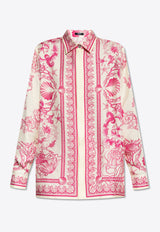 Versace Underwater Barocco Print Silk Shirt Pink 1001360 1A15277 5K660