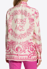 Versace Underwater Barocco Print Silk Shirt Pink 1001360 1A15277 5K660