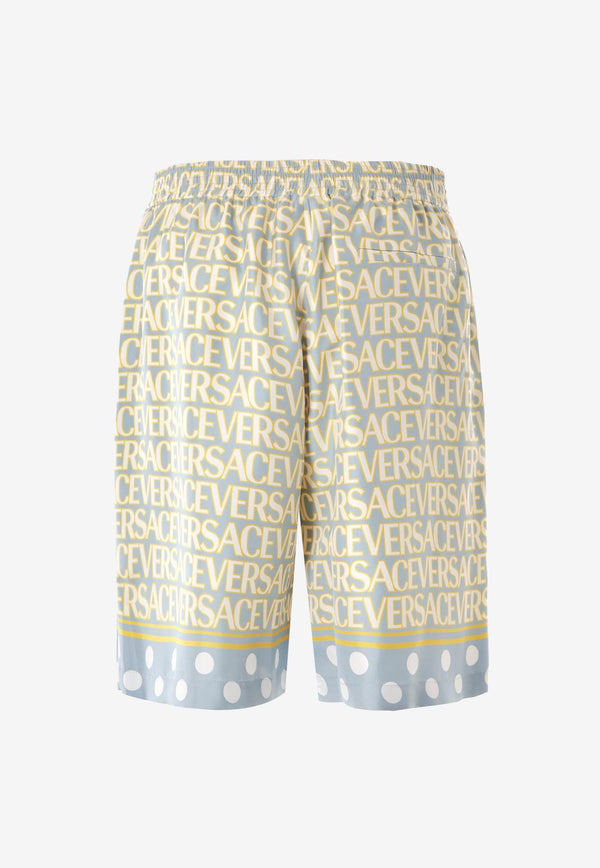 Versace All-Over Logo Shorts in Linen Multicolor 1002476 1A07838 5V510