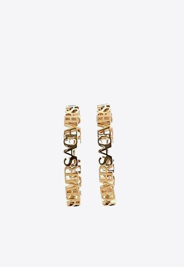 Logo Lettering Hoop Earrings Versace Gold 1002576-1A00620-3J000