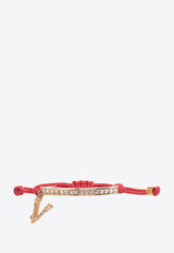 Versace Drawstring Bracelet with Logo Charm Red 1002583 1A01878 6R150