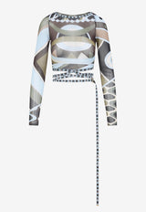 Vivara Print Tulle Cropped Top