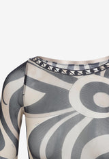 Printed Tulle Cropped Top