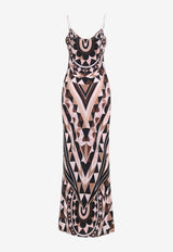 Geometric Print Silk Maxi Dress