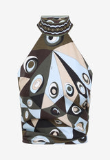 Occhi Print Silk Halter Top