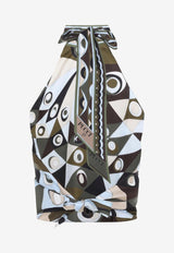 Occhi Print Silk Halter Top