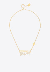 Versace Dream Logo Pendant Embellished Necklace Gold 1005541 1A00621 4J090