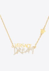 Versace Dream Logo Pendant Embellished Necklace Gold 1005541 1A00621 4J090