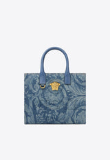 Versace Small La Medusa Barocco Jacquard Denim Tote Bag Blue 1005861 1A15309 1UJ1V