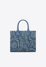 Versace Small La Medusa Barocco Jacquard Denim Tote Bag Blue 1005861 1A15309 1UJ1V