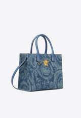 Versace Small La Medusa Barocco Jacquard Denim Tote Bag Blue 1005861 1A15309 1UJ1V