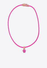 Versace Medusa Braided Leather Necklace Pink 1009217 1A05169 1PK3V