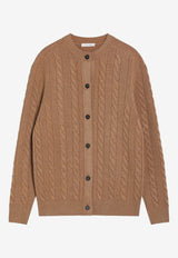 The Row Loneke Cable Knit Wool Cardigan Brown 10092Y961/R_THERO-FWN