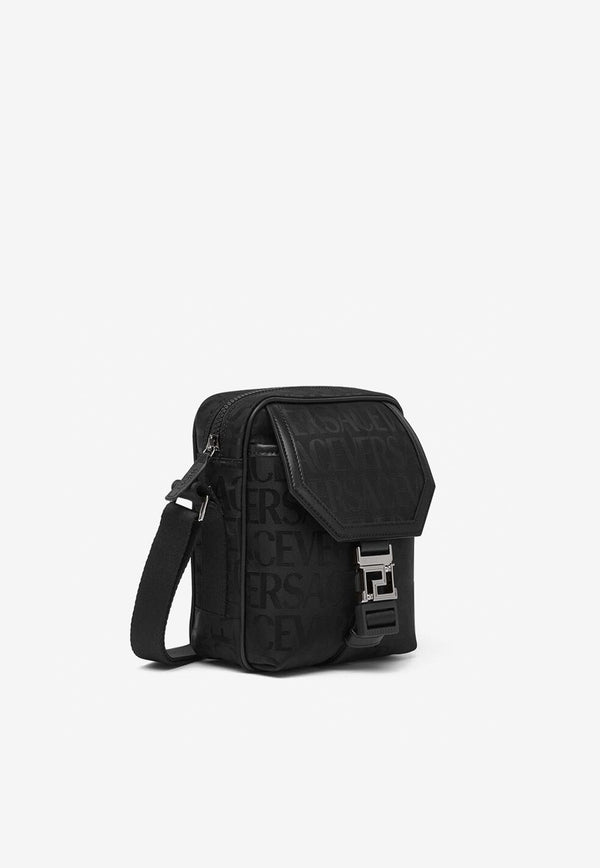 Versace All-over Logo Jacquard Messenger Bag Black 1009919 1A07040 1B00E