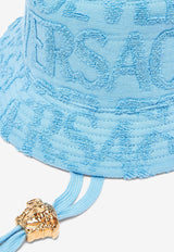 Versace Logo Jacquard Terry Bucket Hat Light Blue 1010262 1A07458 1VA90