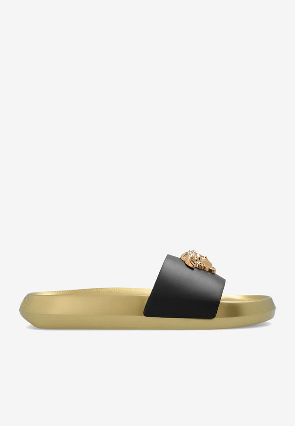 Versace La Medusa Leather Slides 1011715 DV46G 1B00V Gold