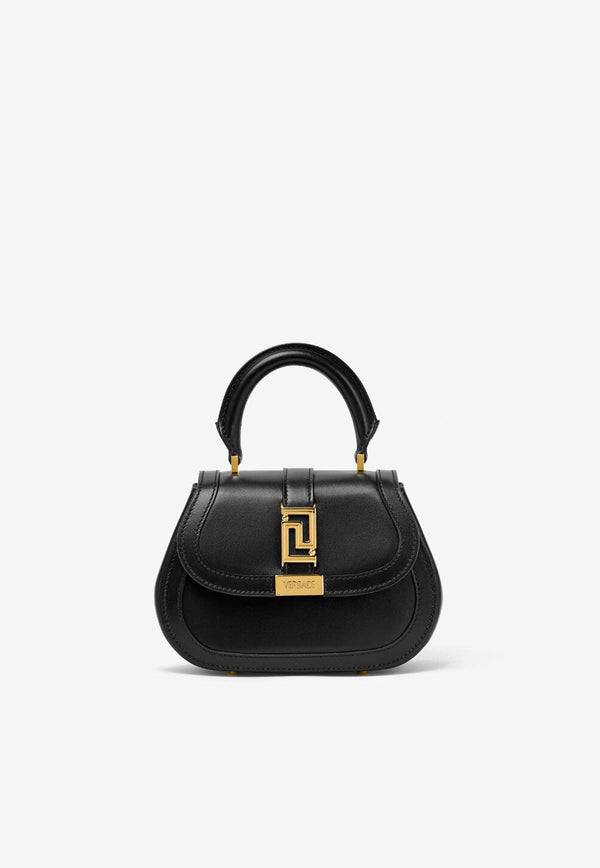 Versace Mini Greca Goddess Top Handle Bag in Calf Leather Black 1012106 1A08774 1B00V