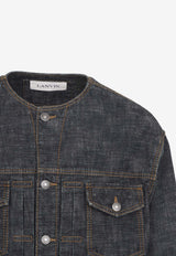 Collarless Denim Jacket