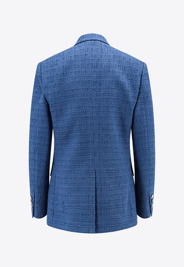 Versace Tweed Double-Breasted Blazer 1013155 1A09573 1UE20 Blue