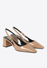 Versace 55 Medusa'95 Slingback Pumps in Patent Leather 1013740 D2VE 1PS0V Beige