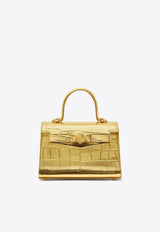 Versace Small Medusa 95 Croc-Embossed Leather Top Handle Bag Gold 1013824 1A10014 1X00V