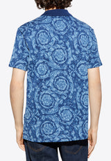 Versace Barocco Jacquard Polo T-shirt Blue 1013906 1A09796 2UZ50