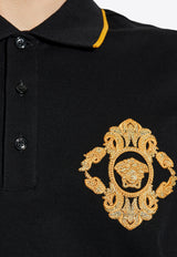 Versace Architectural Baroque Embroidered Polo T-shirt Black 1013906 1A14973 1B000