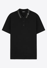 Versace Logo-Embroidered Polo T-shirt Black