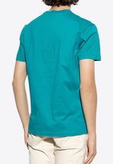 Versace Logo Print Crewneck T-shirt Blue 1013944 1A14377 1GO60