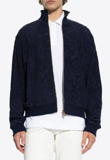 Versace Barocco Jacquard Towel Zip-Up Sweatshirt Blue 1016328 1A11044 1UI20