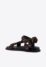 Fendi Feel FF Logo Satin Sandals Brown 8X8291AE7S_F0R7V_TABACCO NERO_31986333