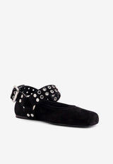 Alaïa Square-Toe Biker Ballet Flats Black AA3A041CK177999_Black_29838105