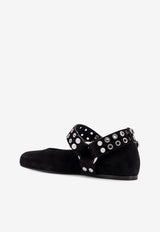 Alaïa Square-Toe Biker Ballet Flats Black AA3A041CK177999_Black_29838105