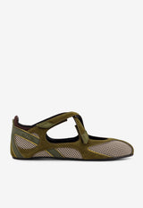 The Attico Floor 1 Mesh Ballet Flats Green 251WSH00871MIX062AA828_Military Green_30009562