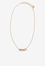 Logo Thin Chain Brass Necklace