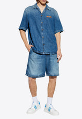 Medusa Biggie Faded Denim Shorts