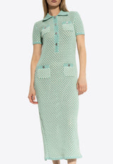 Crochet Knit Polo Maxi Dress