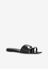 Pierced Flat Sandals in Patent Leather