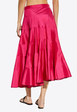 Asymmetric Flared Silk Skirt