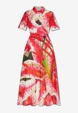 Floral Print Midi Shirt Dress