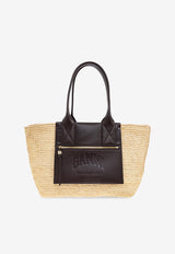 Logo Woven-Raffia Tote Bag