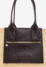 Logo Woven-Raffia Tote Bag