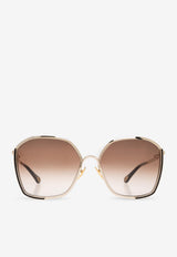 Chloé Charms Square Sunglasses Brown CH0288S 0-001