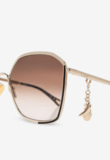 Chloé Charms Square Sunglasses Brown CH0288S 0-001