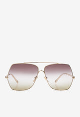 Chloé Aly Geometric Aviator Sunglasses Green CH0278S 0-002